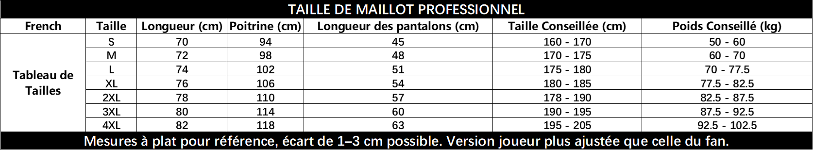 taille maillot authentique joueur