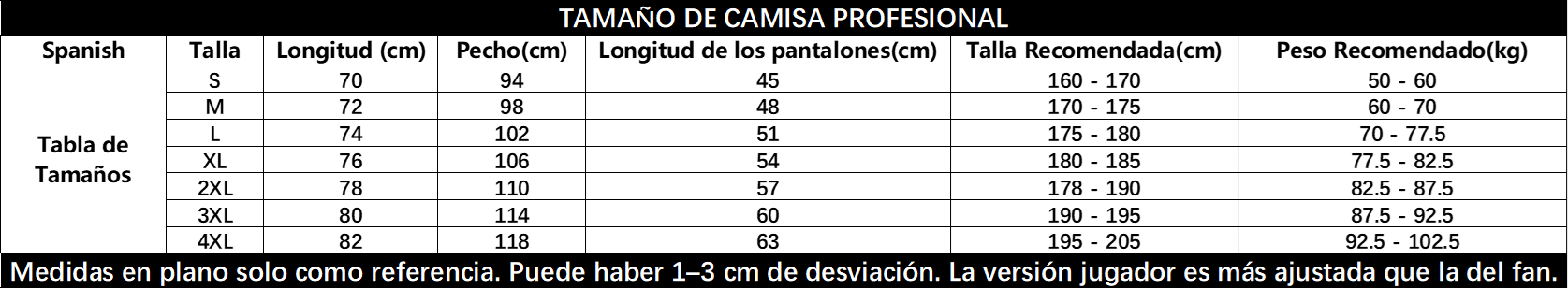 talla camiseta auténtica jugador